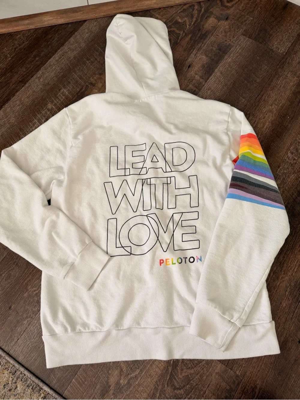 Peloton Lead With Love Pride Full Zip Hoodie Medium Rainbow Graphic Sweatshirt